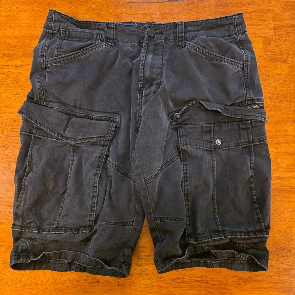 Victorious Cargo Shorts Men's 32 Waist Black Khaki Cotton